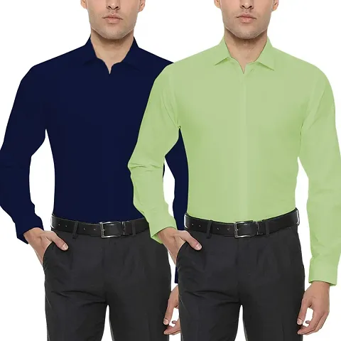 Men Solid Formal Black, Shirt (Pack of 2)