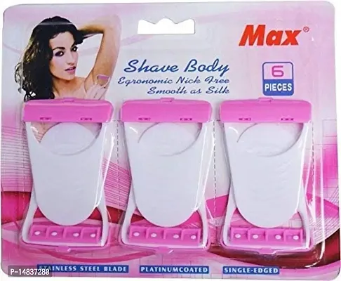 Body Razor,body razor women, Disposable MAX Body  Bikini Shaving Razor For Women (6 Pcs Blade) Platinum Blade (12)-thumb0