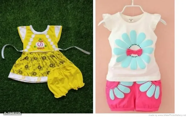 Stylish Girls Cotton Top With Bottom Pack of 2