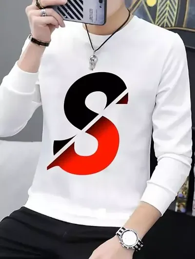 Trendywear Blend Full Sleeve Round Neck Stylish Regular Fit T-Shirt for Men (White)