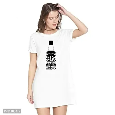 Stylish White Cotton Blend Printed Dress For Women