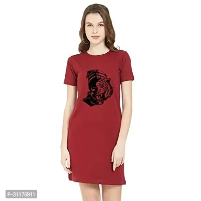 Stylish Red Cotton Blend Printed Dress For Women-thumb0