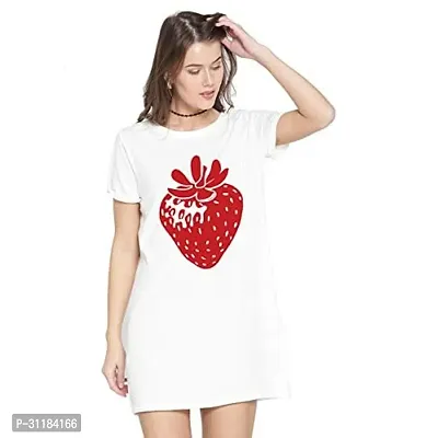 Stylish White Cotton Blend Printed Dress For Women