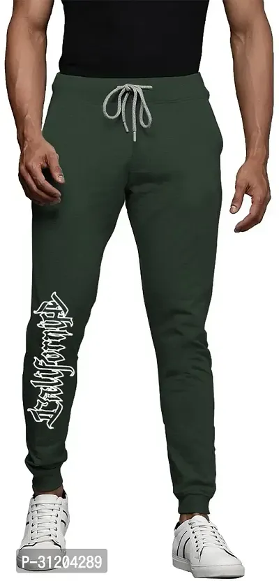 Stylish Green Cotton Blend Printed Regular Track Pant For Men-thumb0