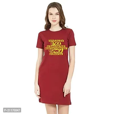 Stylish Red Cotton Blend Printed Dress For Women