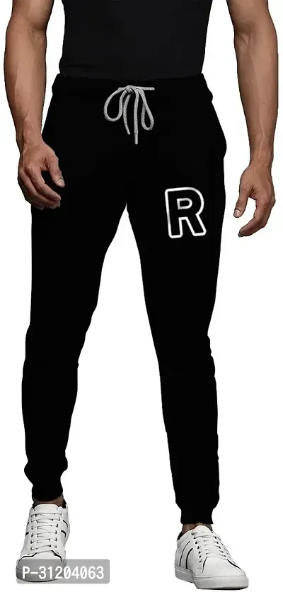 Stylish Black Cotton Blend Printed Regular Track Pant For Men-thumb0