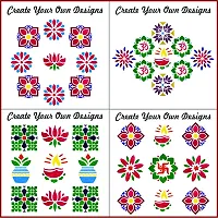 MustHaves Wooden Rangoli Stencils with Color Rangoli Making Kit with Rangoli Colour for Diwali Decoration (Stencils 4 pcs-6x6 inches, Rangoli-4 Colors, Total 200gm) (WSC-56R)-thumb3