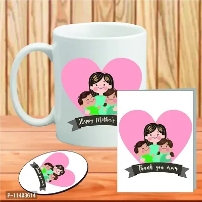 PICRAZEE ""Love You Mom Mothers Day / Happy Birthday Gift for Mom Mother Mummy (1 Ceramic Mug, 1 Fridge Magnet, 1 Greeting Card) (Love You Maa)