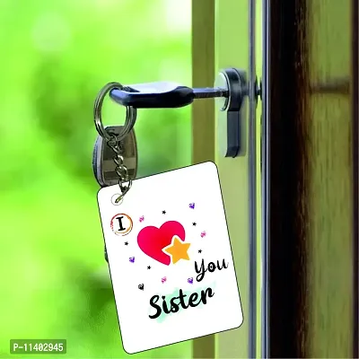Picrazee ?I Love You Sister? Gift for Sister on Her Birthday (1 pc 12?x12? Satin Cushion with Filler, Coffee Mug& Key Ring) (I Love You Sister)-thumb4