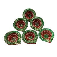 MustHaves Pack of 6 Hand Crafted & Painted Terracotta Earthen Clay Diya | Mitti Diya | Deepak | Diwali Diya | Oil Lamps for Pooja | Home Decoration (Terracota 6 pcs)-thumb1