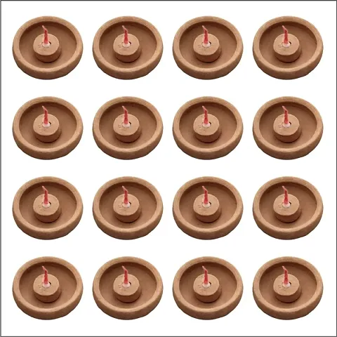 MustHaves Handmade Earthen Clay Diya | Deepak | Diwali Diya | Oil Lamp for Pooja | Decoration - Set of 21 Pcs with Cotton Wick/Batti  Wick Holder (Clay 51 pcs)