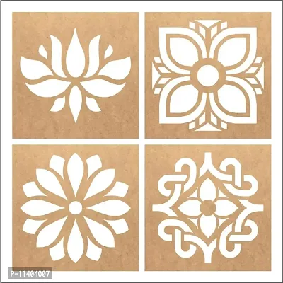 Wooden Rangoli Stencils Set Rangoli Making Kit for Diwali Decoration | Home Decoration Rangoli Making Stencils (4 pcs, 8x8 inches) (WSC-48S)