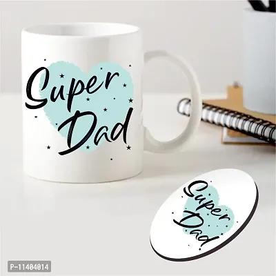 Picrazee ""King Papa"" Gift for Fathers Day / Birthday Gift for Father | Dad | Papa | Daddy (1 White Ceramic Mug, 1 Wooden Fridge Magnet) (King Papa)