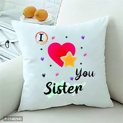 Picrazee ?I Love You Sister? Gift for Sister on Her Birthday (1 pc 12?x12? Satin Cushion with Filler, Coffee Mug& Key Ring) (I Love You Sister)-thumb2