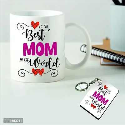 PICRAZEE ?Best Mom in The World? Mothers Day / Happy Birthday Gift for Mom Mother Mummy (1 Ceramic Mug, 1 Keyring) (Best Mom in The World)