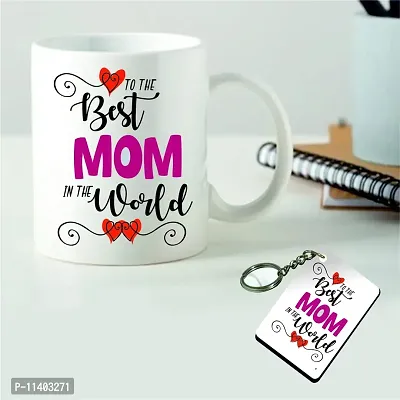 PICRAZEE ?Best Mom in The World? Mothers Day / Happy Birthday Gift for Mom Mother Mummy (1 Ceramic Mug, 1 Keyring) (Best Mom in The World)-thumb0