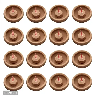 MustHaves Handmade Earthen Clay Diya | Deepak | Diwali Diya | Oil Lamp for Pooja | Decoration - Set of 21 Pcs with Cotton Wick/Batti & Wick Holder (Clay 21 pcs)