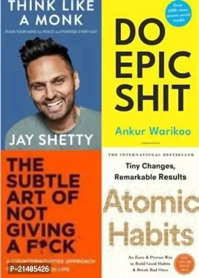 Combo of 4 Books, Think Like A Monk + Do Epic Shit + The Subtle Art Of Not Giving F*uk + Atomic Habits (Paperback)-thumb0