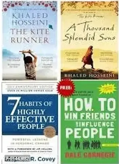 Combo of 4 Books- The Kite Runner +  A Thousand Splendid Suns, + The 7 Habits of Highly Effective People, + How To Win Friends and Influence People (Paperback)-thumb0