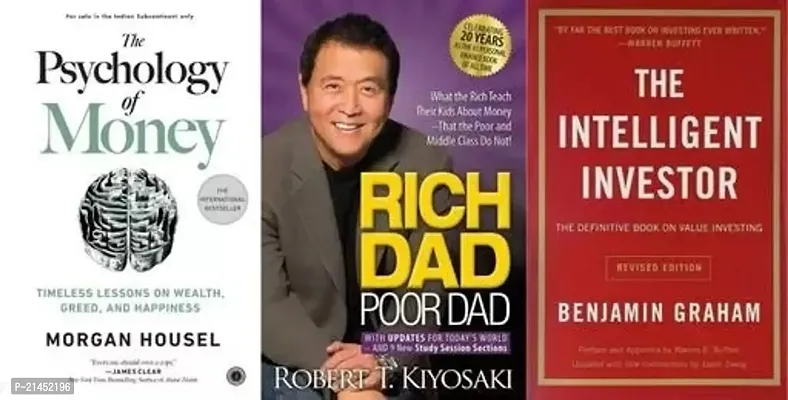Combo Set of 3 Books,- Psychology of Money + Rich Dad Poor Dad + Intelligent Investor (Paperback)-thumb0