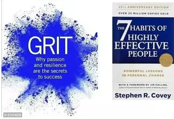 Combo of 2 books:  Grit + The 7 Habits Of Highly Effective People (Paperback, Angela Duckworth, Stephen Covey)-thumb0