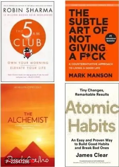 Combo of 4 Books : 5am Club + The Subtle Art Of Not Giving A F*ck + The Alchemist + Atomic Habits (Paperback, Robin Sharma, Mark Manson, Paulo Coelho, James Clear)