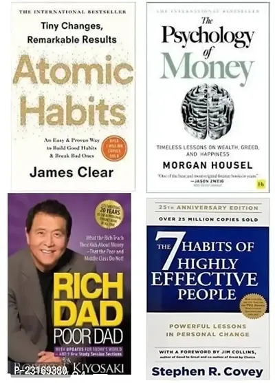 Combo of 4 Books:- Atomic Habits + Psychology Of Money + Rich dad Poor Dad +The 7 Habits Of Highly Effective People (Paperback)