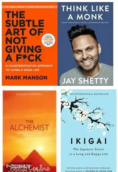 Combo set of 4 Books: The Subtal Atr + Think Like A Monk + The Alchemist + Ikigai (Paperback)