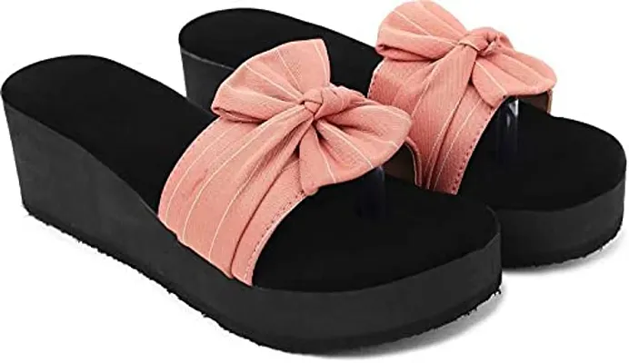 Shoestail womens Stylish slides slippers | flip flops heels | fashion slippers (Peach, numeric_7)