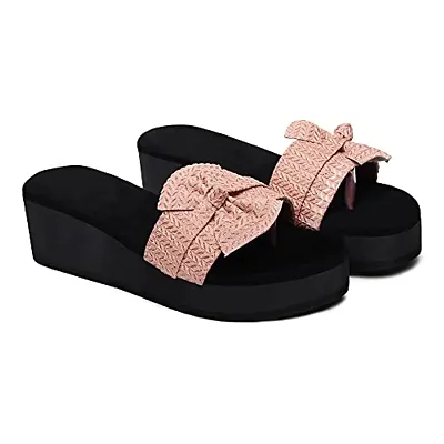 Shoestail Fashionable Sliders | Slippers | Flip-Flops | Sandals (Peach, numeric_8)