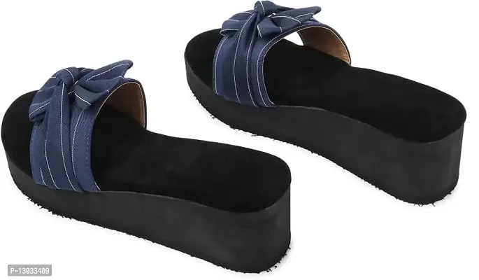 Shoestail Stylish slides slippers | flip flops heels | fashion slippers (Blue, numeric_8)-thumb5