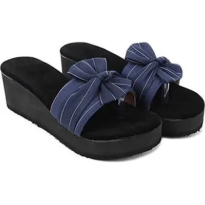 Shoestail Stylish slides slippers | flip flops heels | fashion slippers (Blue, numeric_8)