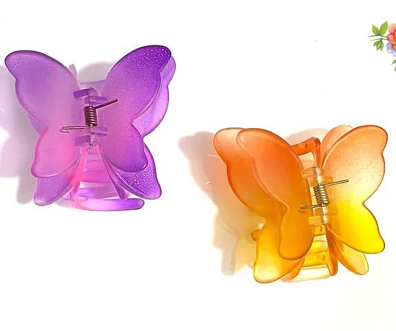 Combo Of 2 Double Layer Large Butterfly Hair Clutcher Clip Hair Claw