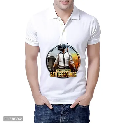 Pubg Printed White Collar T-Shirt (X-Large)-thumb0