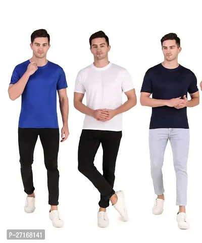 Classic Polyester Solid Tshirt for Men, Pack of 3