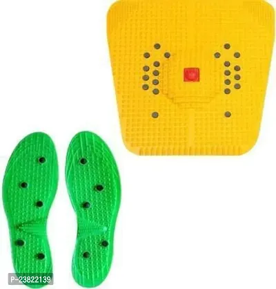 Aci Acupressure Bio-Magnetic Foot Mat For Stress And Pain Relief With Yoko Polyplastics Sole Height Increase Reflexology Device Yellow Green