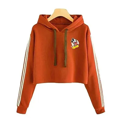 Buy Riyaasha Rust Women Crop Hoodie with 2 Side Strip - Lowest price in  India