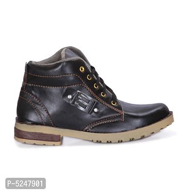 Buy Stylish Brown Synthetic Solid Heeled Boots For Men Online In