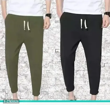 Stylish Multicoloured Cotton Blend Printed Regular Track Pants For Men, Pack Of 2