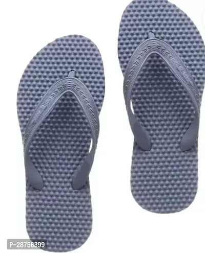 Stylish Grey Rubber Solid Slippers For Women-thumb0