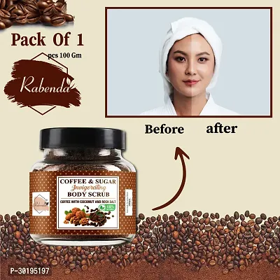 Rabenda Exfoliating Coffee Body Scrub for Soft-Smooth Skin De-Tan Bathing Scrub 100 g - Natural  Vegan-thumb0