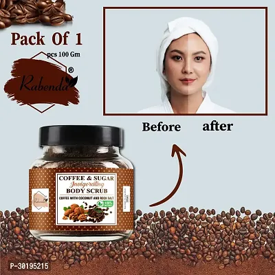 Rabenda Exfoliating Coffee Body Scrub for Soft-Smooth Skin De-Tan Bathing Scrub 100 g - Natural  Vegan