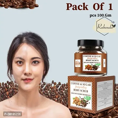 Rabenda Exfoliating Coffee Body Scrub for Soft-Smooth Skin De-Tan Bathing Scrub 100 g - Natural  Vegan-thumb0