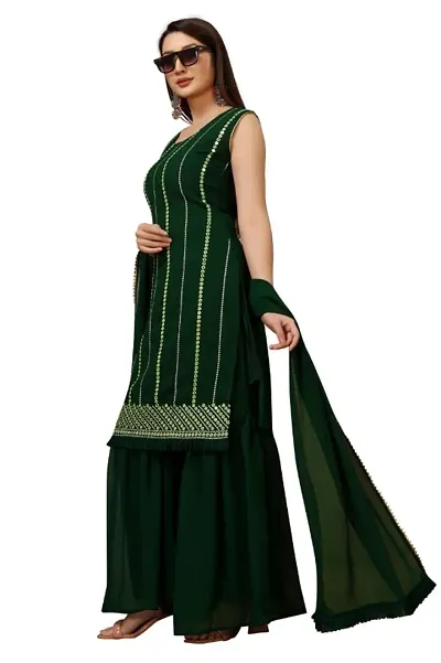 Georgette Kurta, Bottom And Dupatta