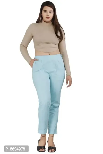 Real Bottom Women Regular Fit Elastic Waist Cotton Formal Trouser (All Colour & Size)-thumb0
