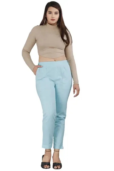 Real Bottom Women Regular Fit Elastic Waist Cotton Formal Trouser (All Colour & Size)