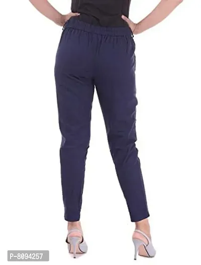 Real Bottom Women Slub Cotton (Navy Blue & Grey) (Pack of 2) Solid Pant-thumb5