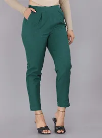 Real Bottom Women Regular Fit Elastic Waist Cotton Formal Trouser (Bottol Green) Solid Pants (XX-Large)-thumb1
