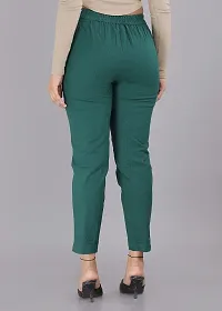 Real Bottom Women Regular Fit Elastic Waist Cotton Formal Trouser (Bottol Green) Solid Pants (XX-Large)-thumb3