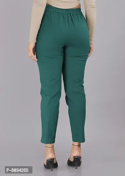 Real Bottom Women Regular Fit Elastic Waist Cotton Formal Trouser (Bottol Green) Solid Pants (XX-Large)-thumb4
